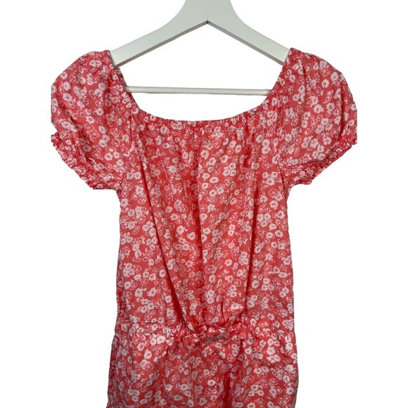 Gap Kids Girls Pink Floral Romper Size 14–16 Boho Short Sleeve Cotton Summer - Picture 3 of 9